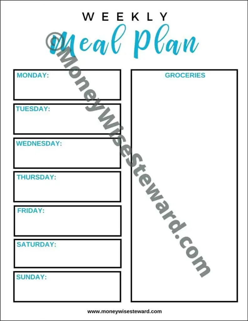 Free Meal Planning Printable