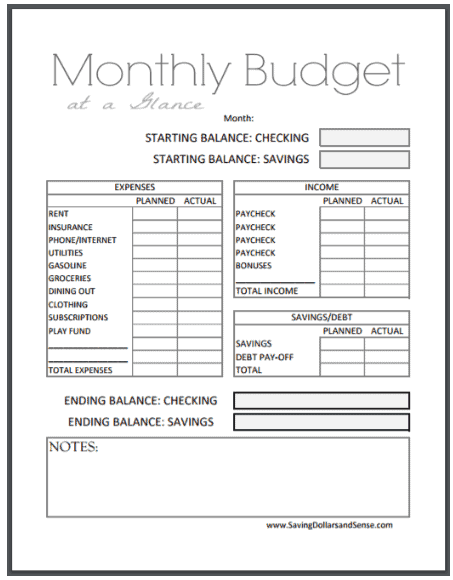 simple budget template