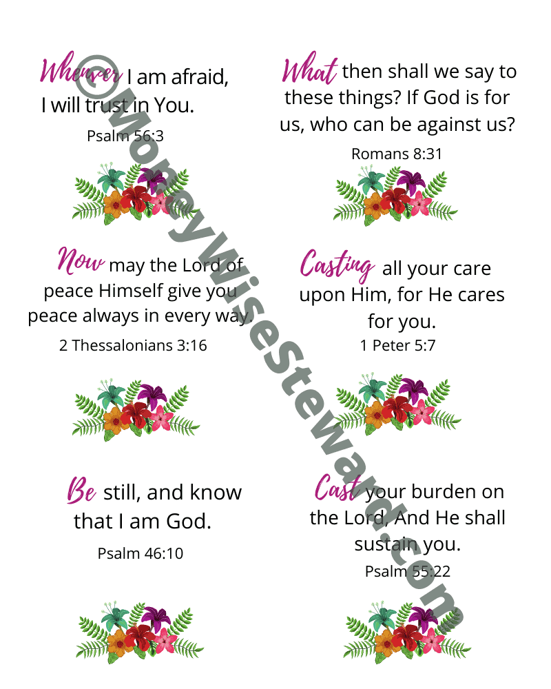 Free Printable Bible Verses about Anxiety