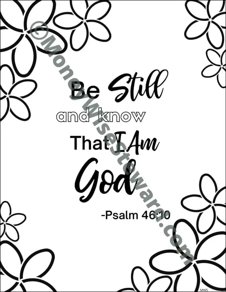 Be Still and Know Bible Coloring Page