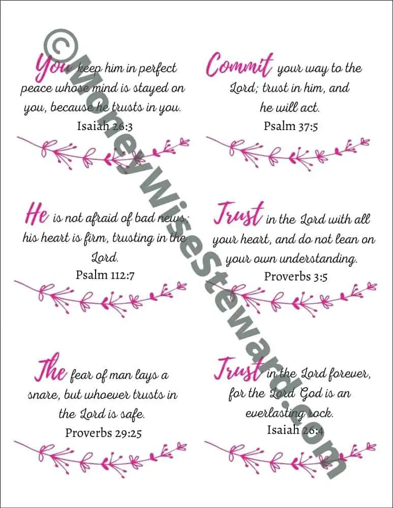 Free Printable Scripture Cards on Trusting God