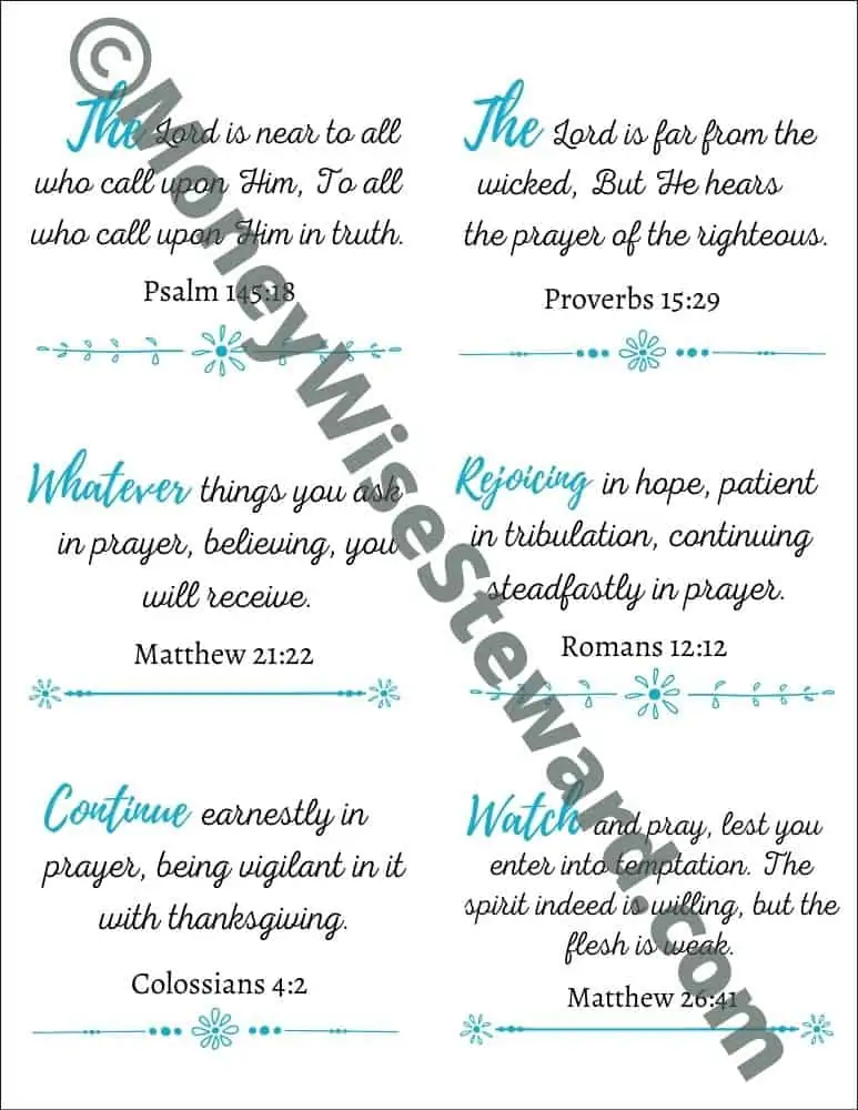 Bible Verses about Prayer printable