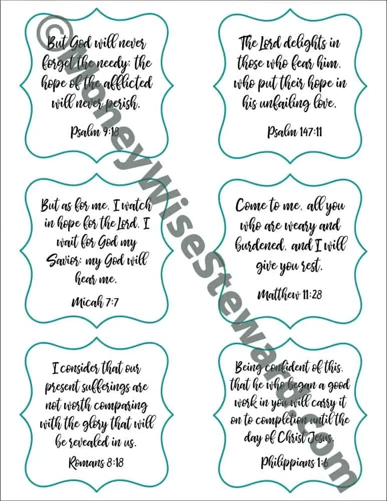 Verses on Hope Free Printable