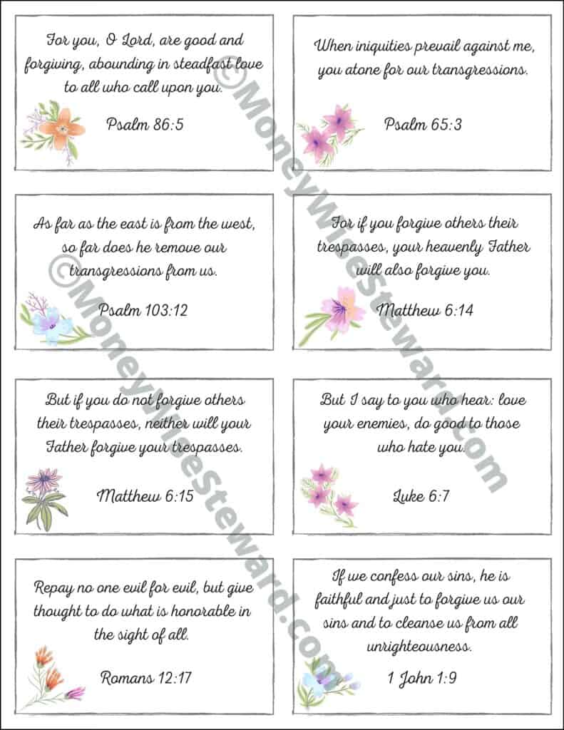 Bible Verses on Forgiveness Printable