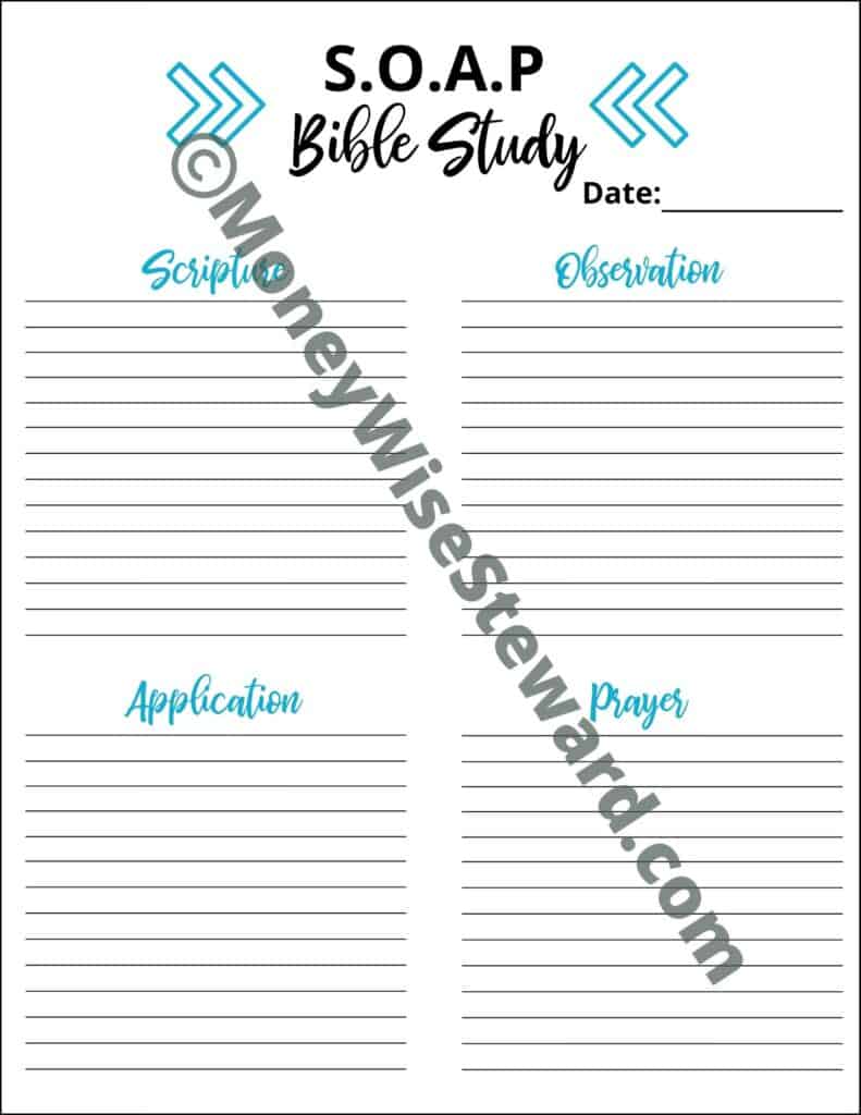 SOAP Bible Study Method Printable pdf