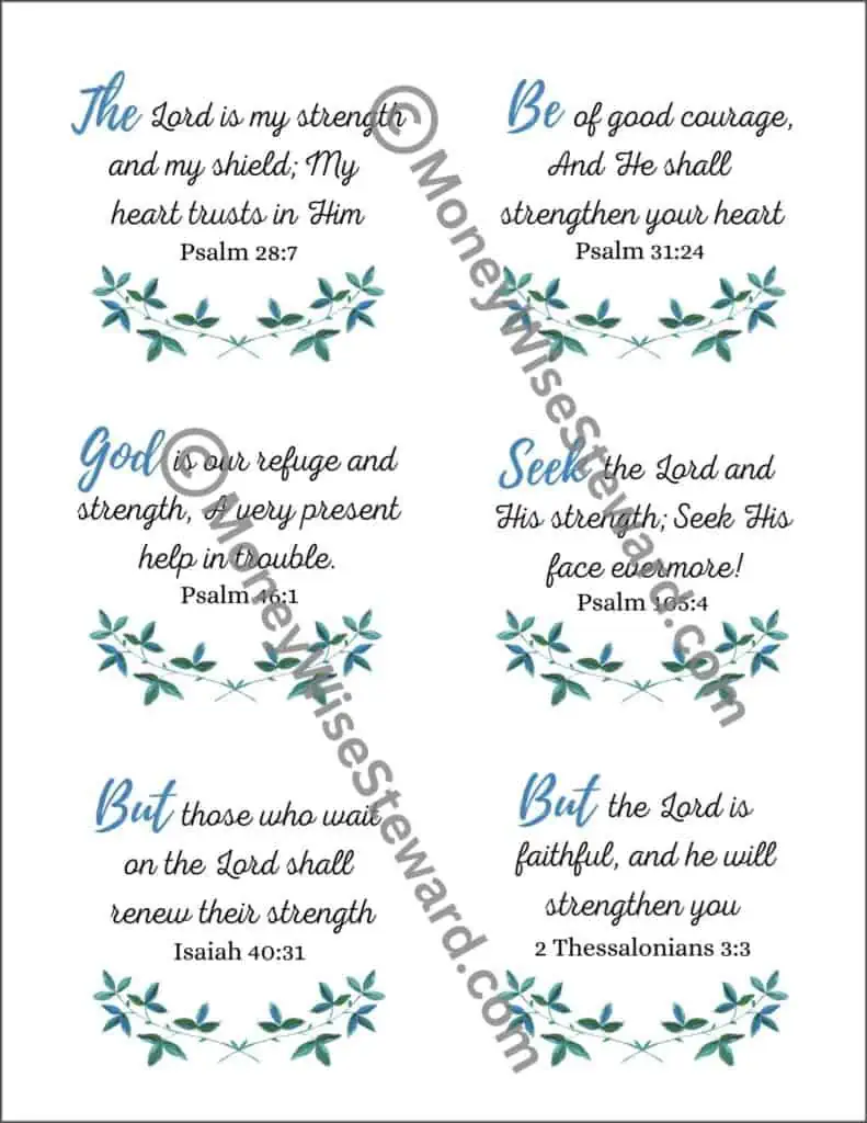 Strength Bible Verses Free Printable