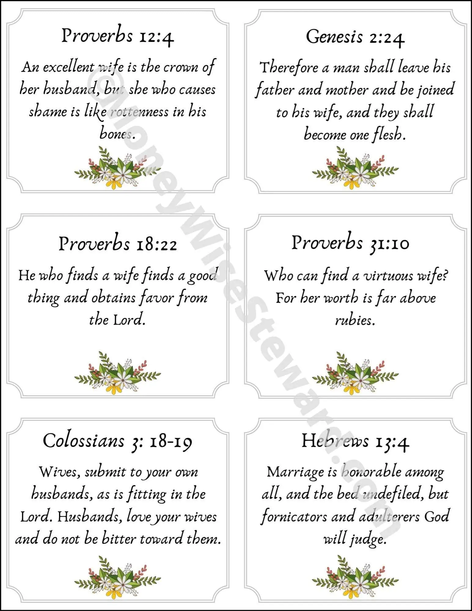 Marriage Bible Verse Cards